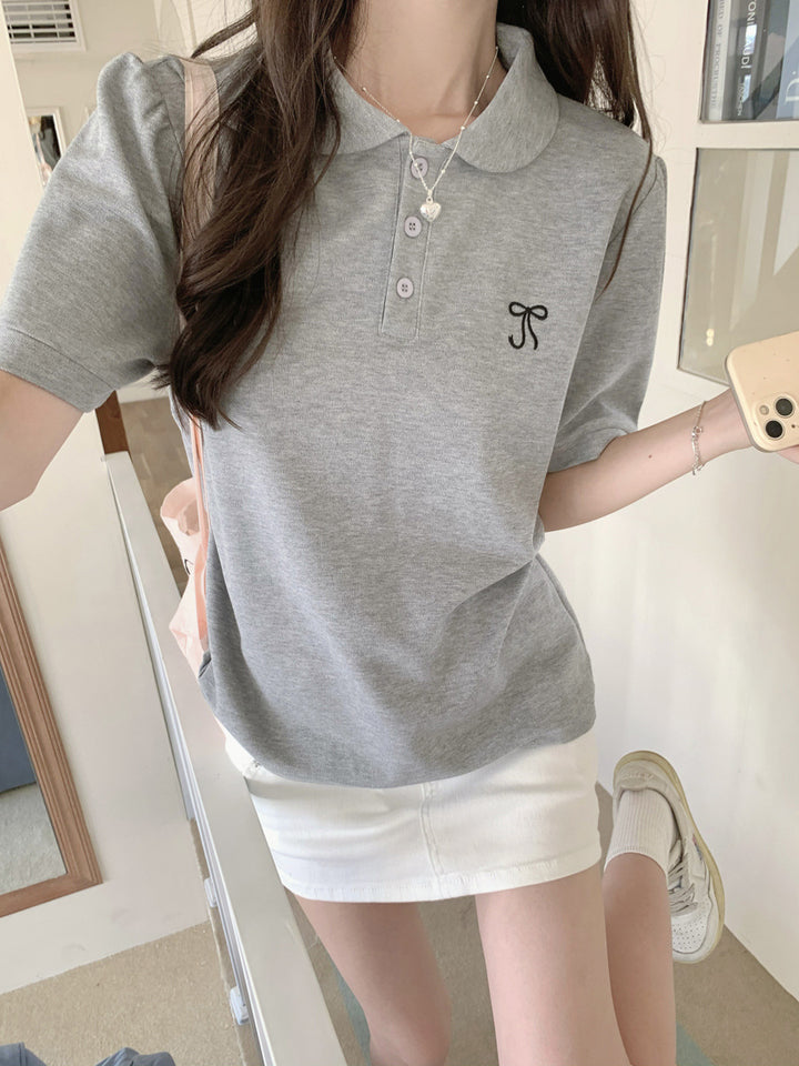 Dame Casual Polo-shirt med broderet detalje Stilla