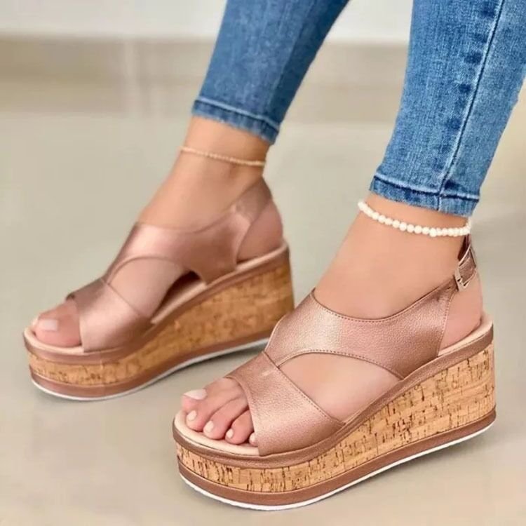 Dame Wedge-sandaler med trendy kork-design og komfortabel indersål Stilla