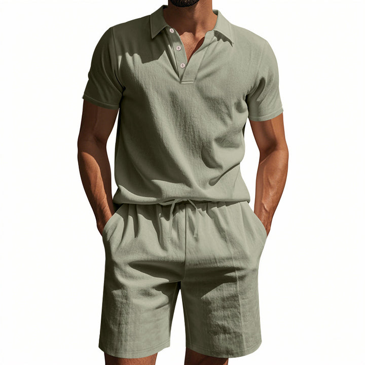 Herre polo skjorte og shorts sæt lavet af åndbart bomuldsblanding med moderne pasform Stilla