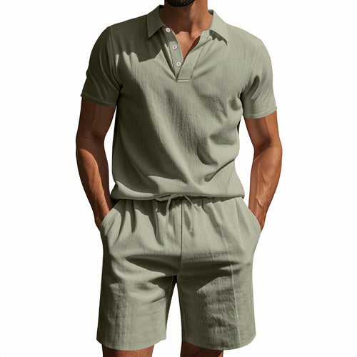 Herre polo skjorte og shorts sæt lavet af åndbart bomuldsblanding med moderne pasform Stilla