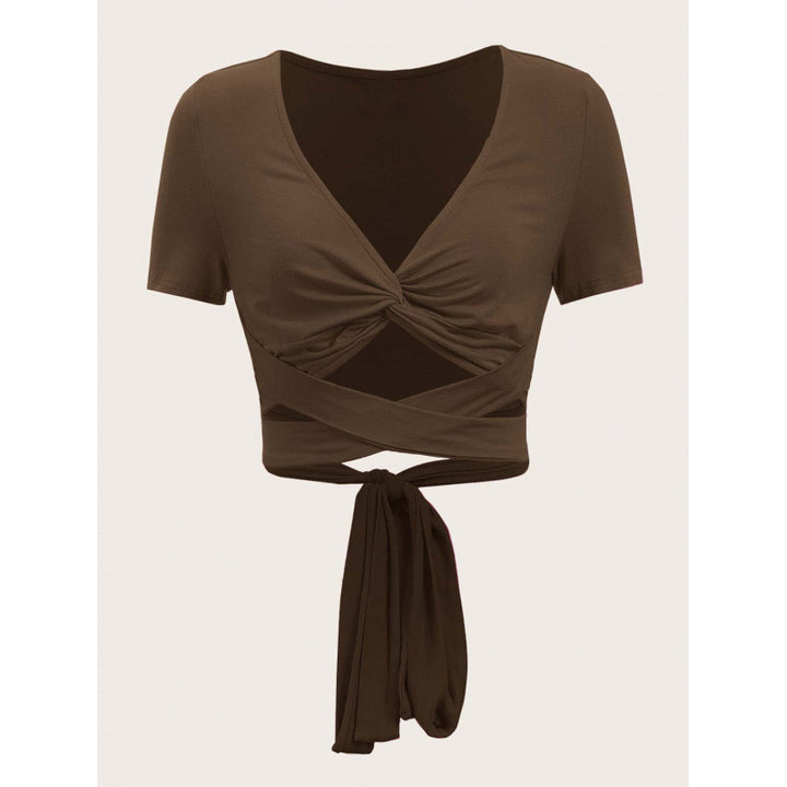 Dame En-side draperet Crop-Top med bindebælte Skovae