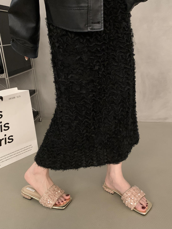 Femme Sparkling Slide Heels med Chunky Glitter Remme Stilla