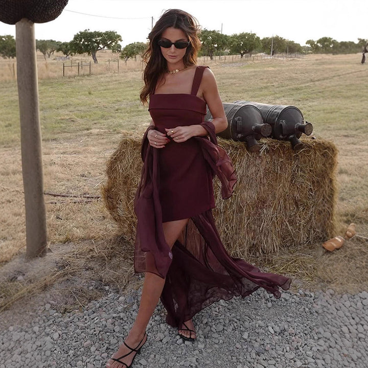 Dame Maxikjole med raffineret split og elegant chiffonfor Stilla