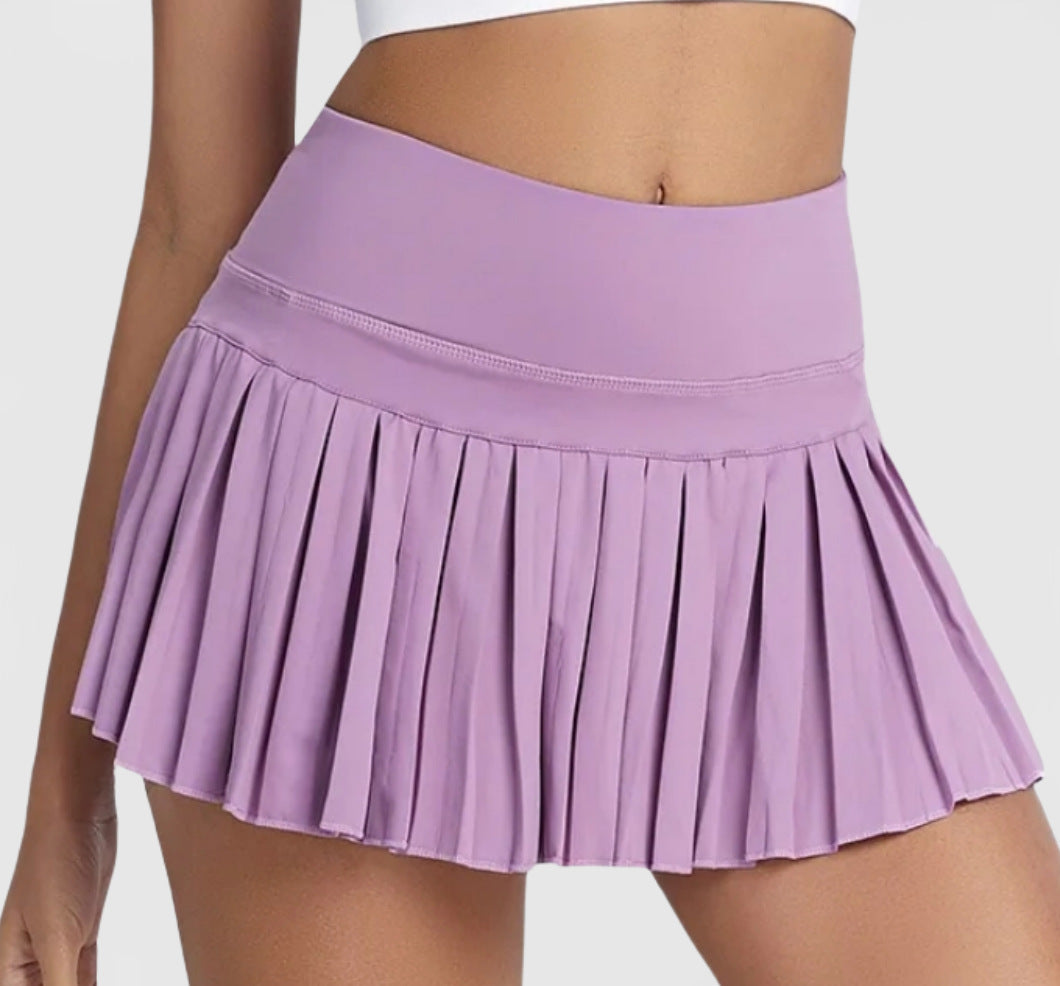 Dame Sporty Plisseret Nederdel med elastisk Talje og Sidelommer Stilla