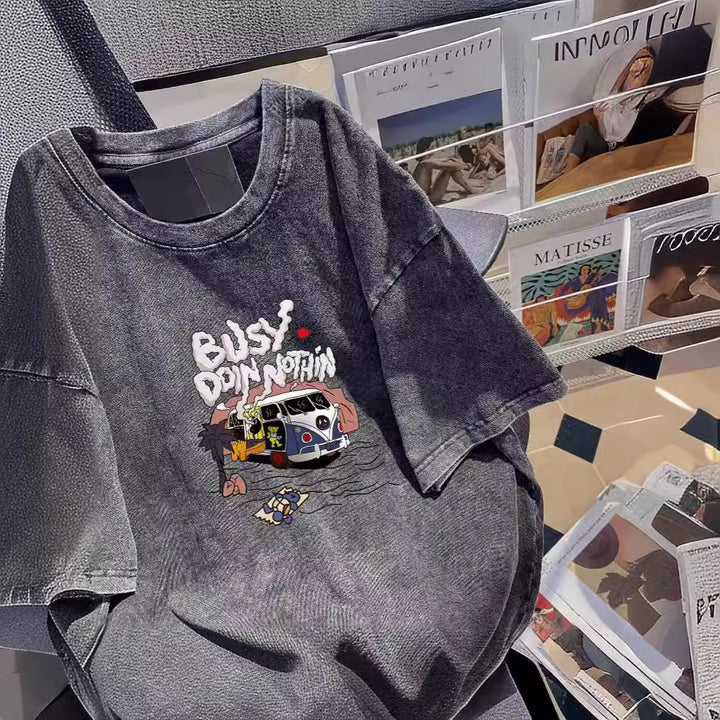 Dame Oversize T-Shirt med kreativ grafisk tryk Stilla