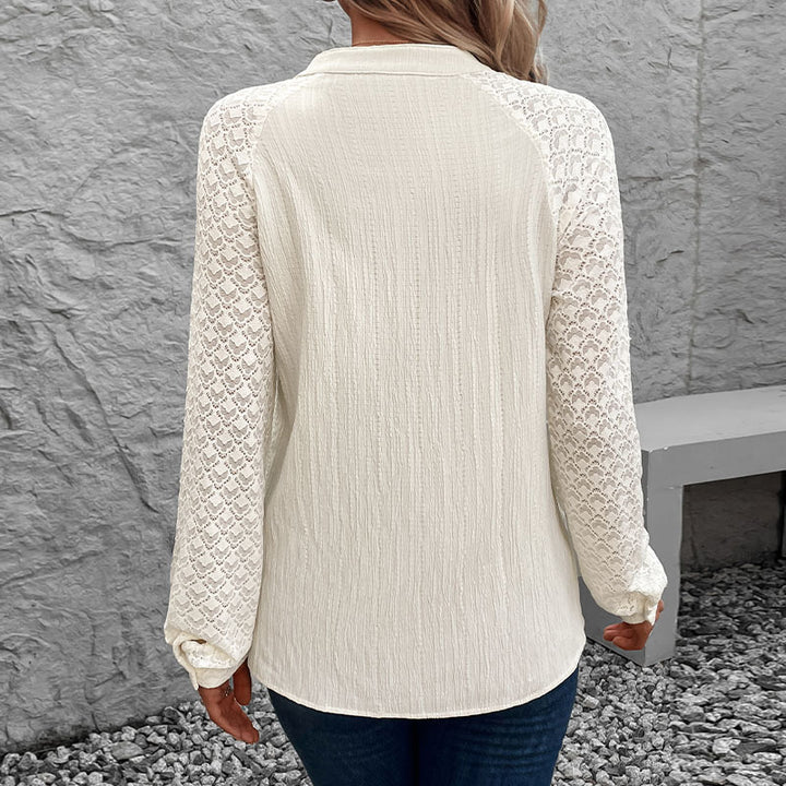 Damebluse med elegante spidse ærmer og højkvalitetsstruktur Stilla