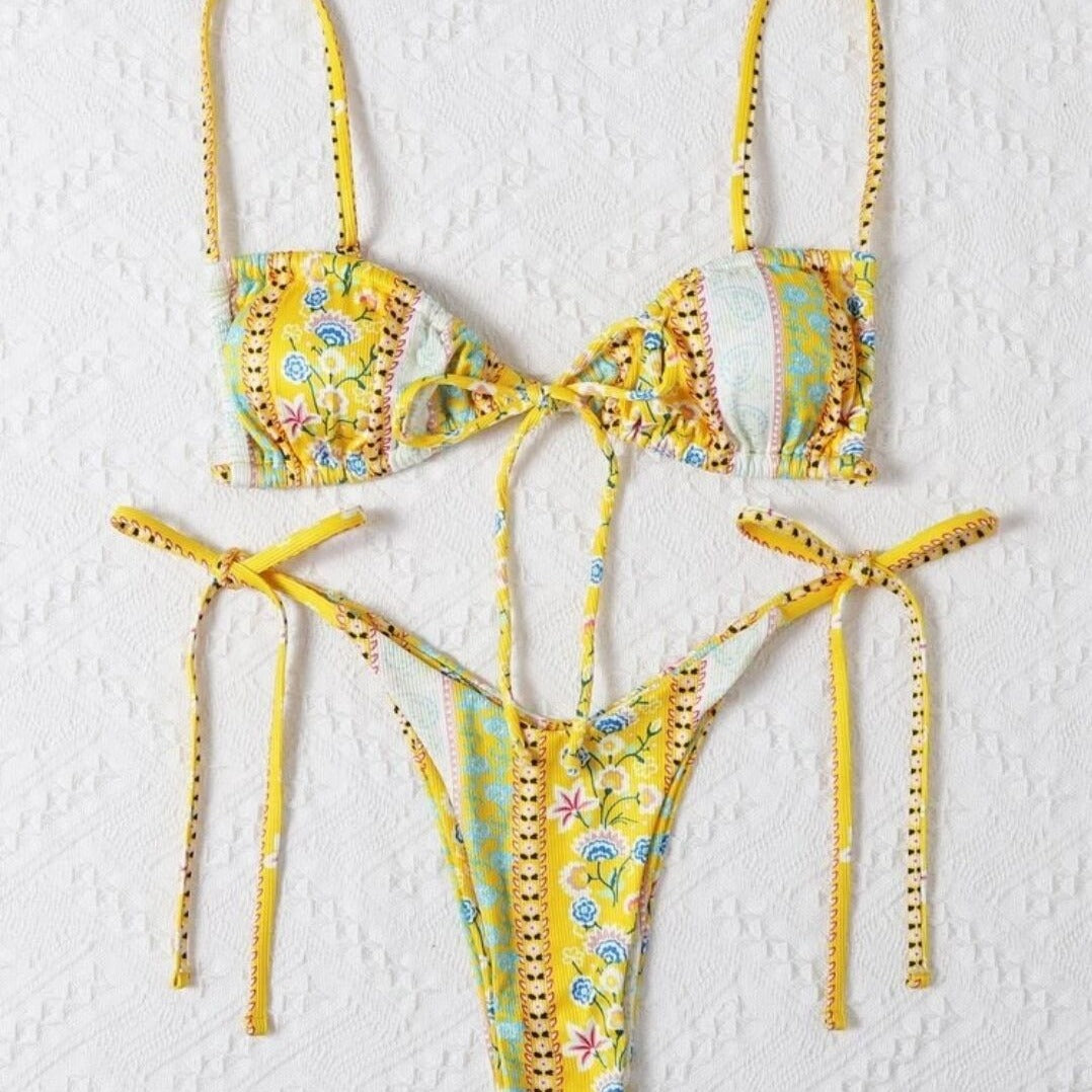 Dame Bohemian Print Bikini Sæt med Overdel Stilla