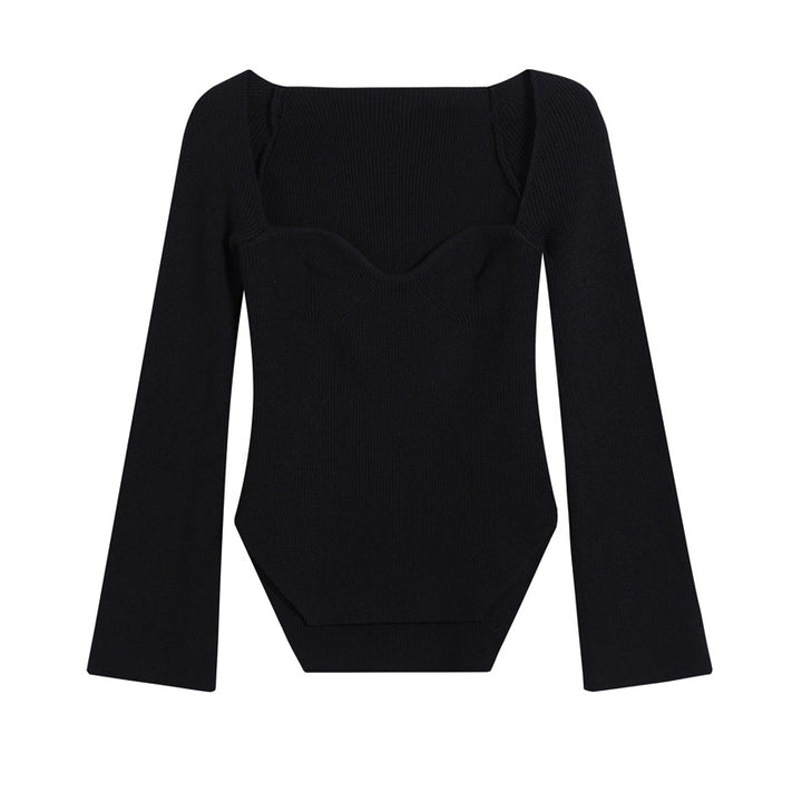 Dame Elegant Off-Shoulder-Strikbluse med vidt ærme Stilla