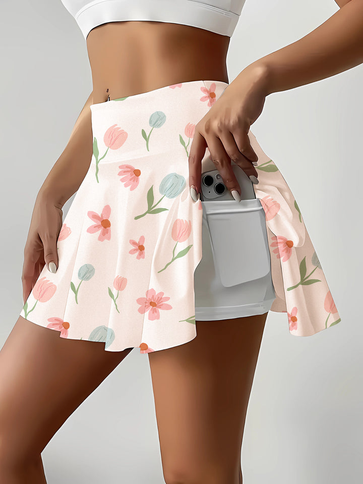 Kvinder Aktive Blomster Skort med Skjulte Lommer Stilla