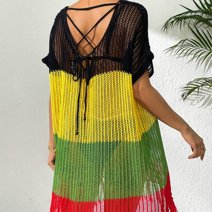 Femme Vibrant Hæklet Fringed Strandbeklædning Tunika Stilla