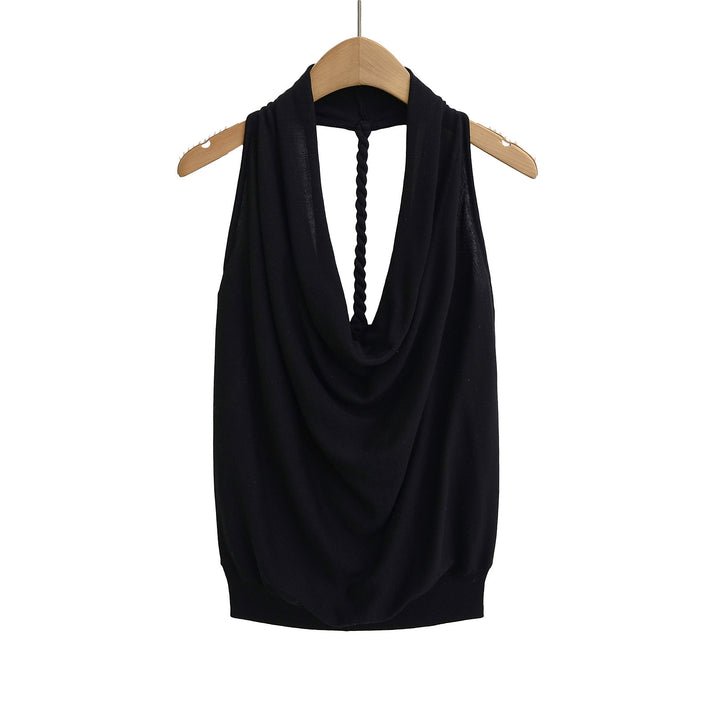 Dame ærmeløs drape-top med elegant rygudskæring og afslappet bånd Stilla
