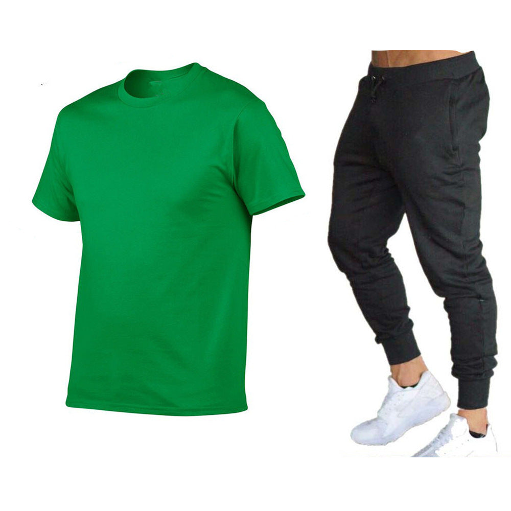 Herre sporty T-shirt og joggingbukser-sæt med funktionelt design Stilla