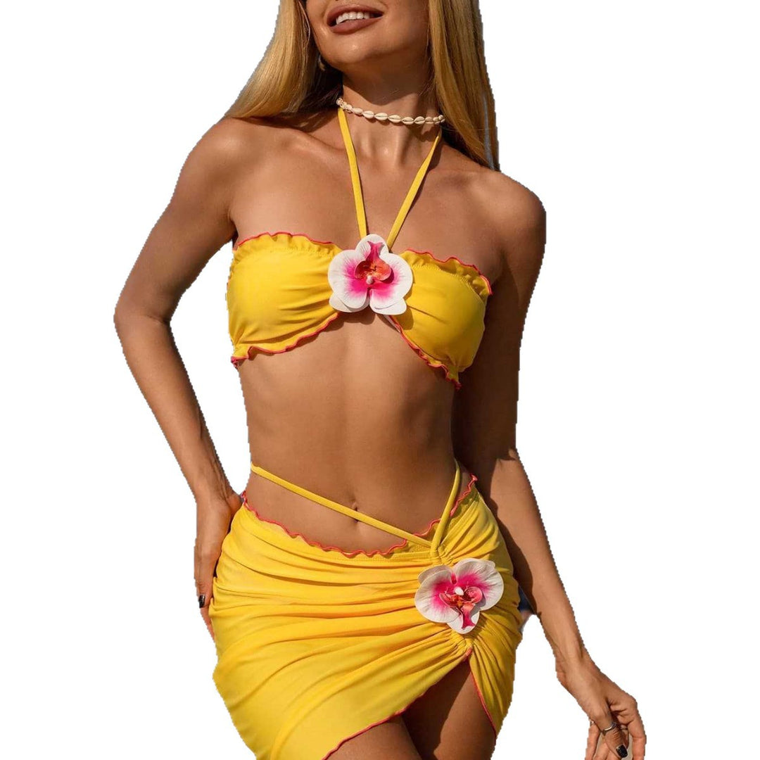 Dame Bandeau-bikini med trendy indpakningsnederdel Skovae