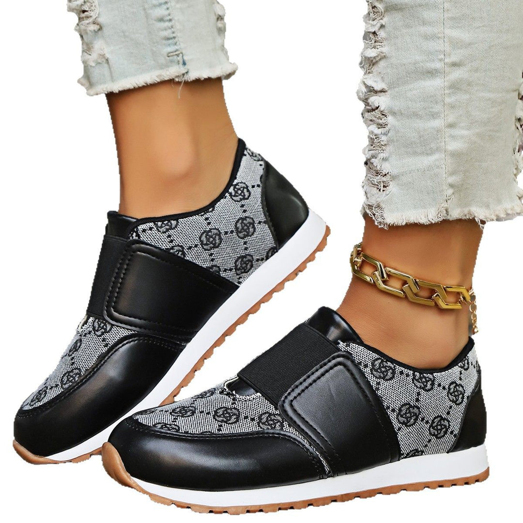Dame Slip-On Sneakers med elastisk rem og fashionable materiale mix Stilla