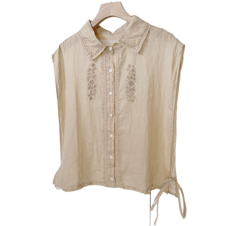 Femme Elegante Kortærmet bluse med omfattende broderi Stilla
