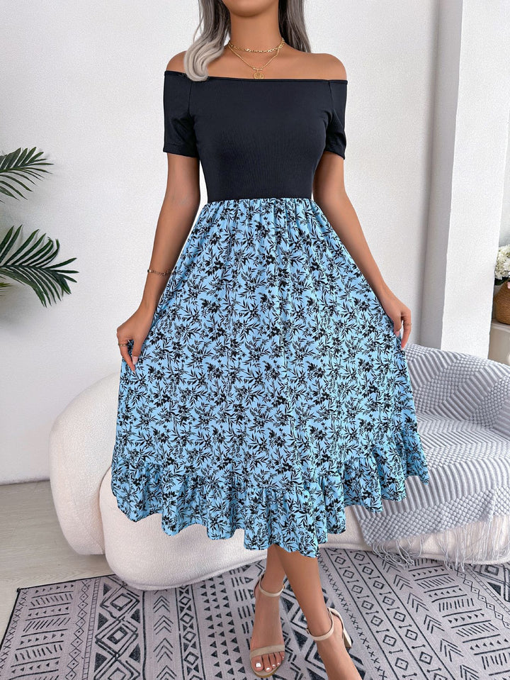 Dame Vintage Maxikjole med Off-Shoulder-design og blomsterprint Stilla