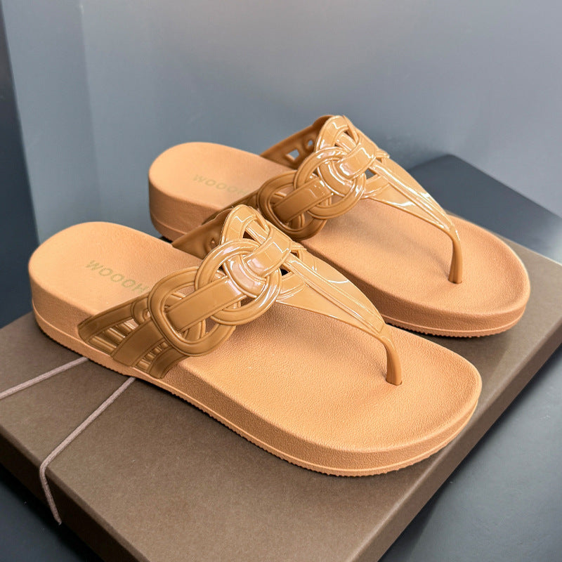 Dame Fashion Flip-Flops med snoet kæde dekoration Stilla