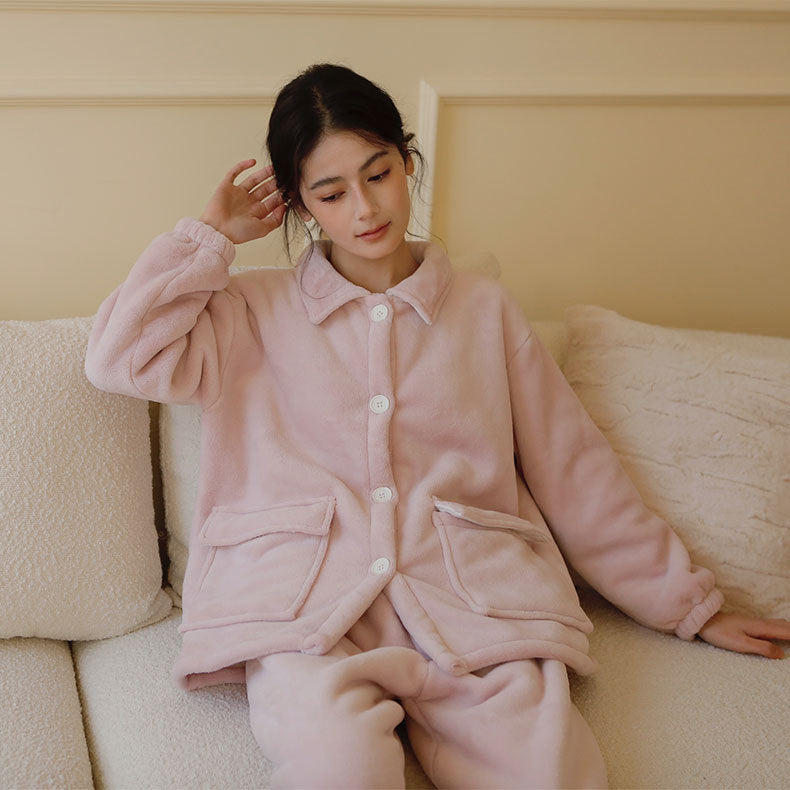 Dame Fleece Oversized jakke med lommer og knaplukning Stilla