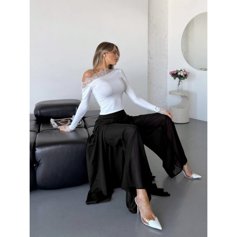 Dame Elegant lang Bukser med sidelange Slids og flydende Snit Skovae