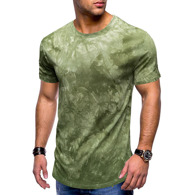 Herrer T-shirt med unikt batikdesign og rund halsudskæring Stilla