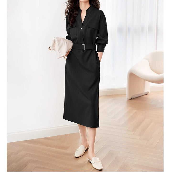 Dame skjortekjole med sidelange taljerem og elegante lommer Stilla