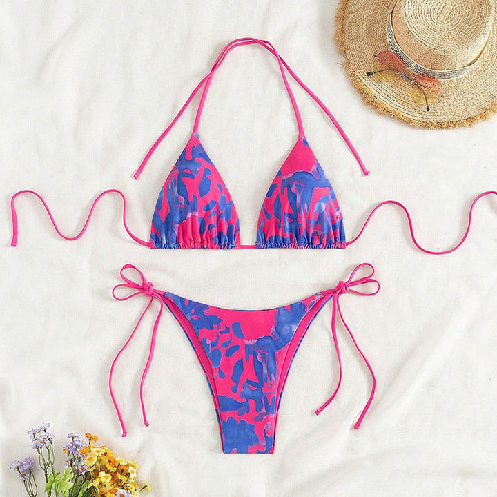Dame triangel bikini sæt med elegant snøredetalje Skovae