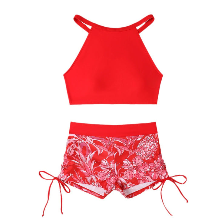 Damer Sporty To-delt Badetøj Sæt med stilfuld Crop-Top og farverigt Blomsterprint Stilla