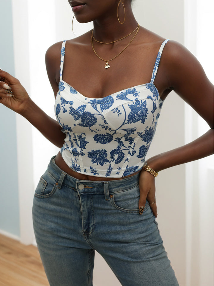 Dame blomster mønster cropped top Skovae