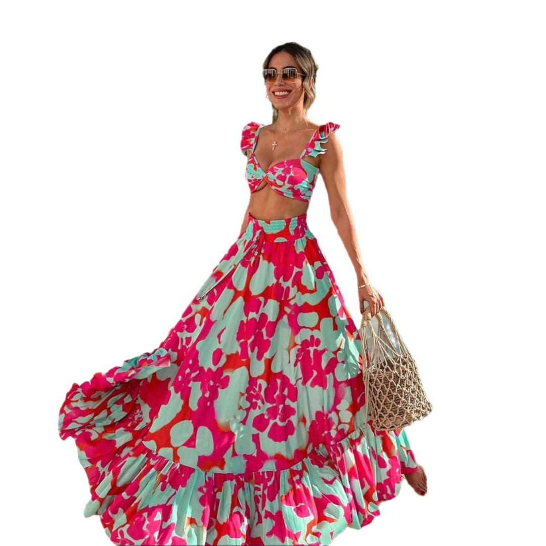 Dame Maxikjole med flydende skirt og legende top Stilla