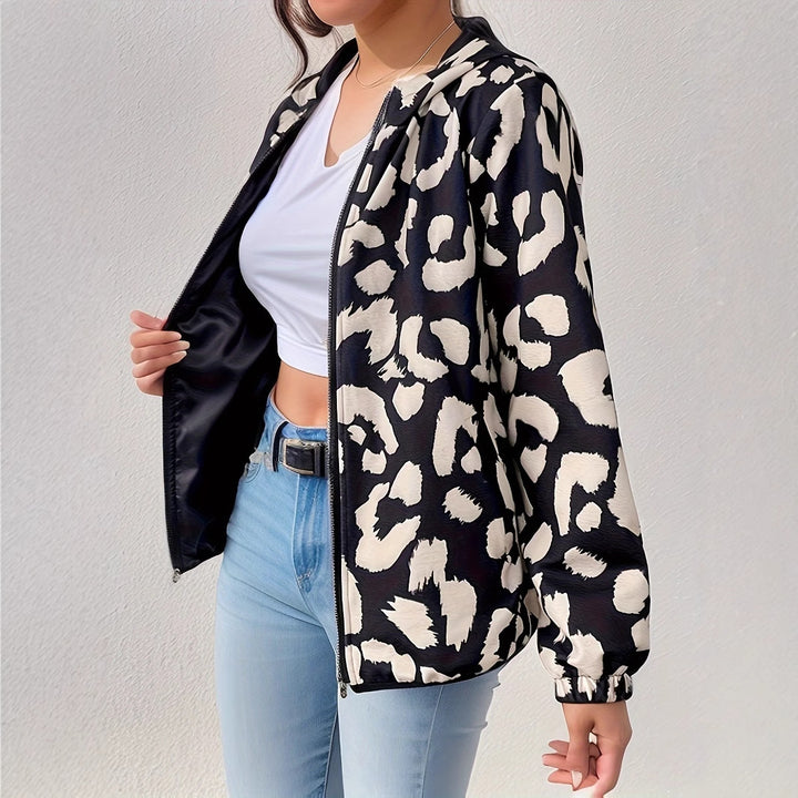 Dame moderigtig leopard-print jakke med elastiske manchetter Stilla