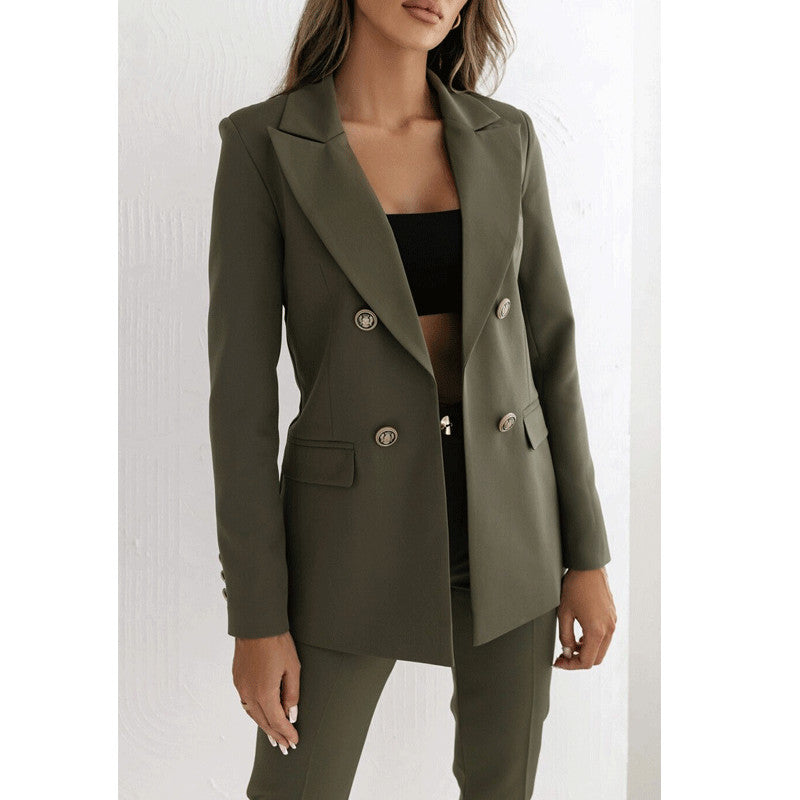 Damer Elegant Blazer med dobbelt knaplukning og mode detaljer Stilla