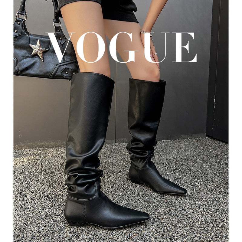 Femme Over-the-Knee Nubuck Slouchy Støvler med spids tå Stilla