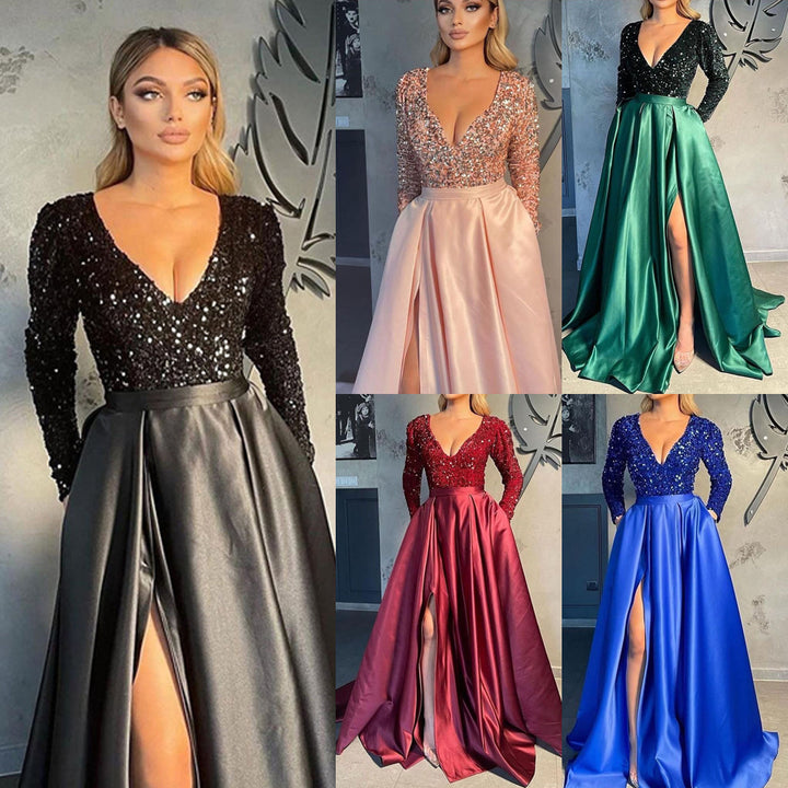 Damer Elegant aftenkjole med glitrende top og figursyet nederdel Stilla