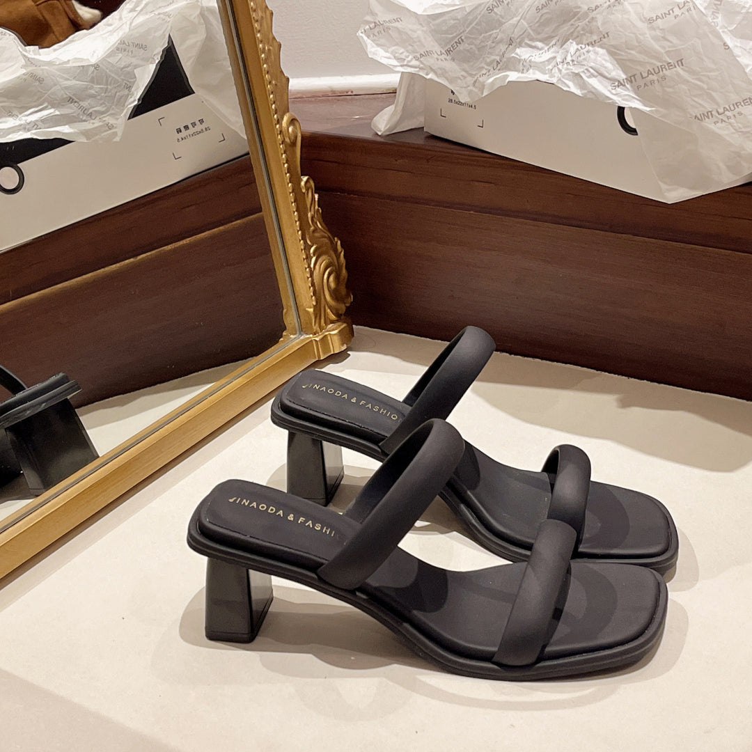 Dame Chic Blockhæls Slide Sandaler Stilla