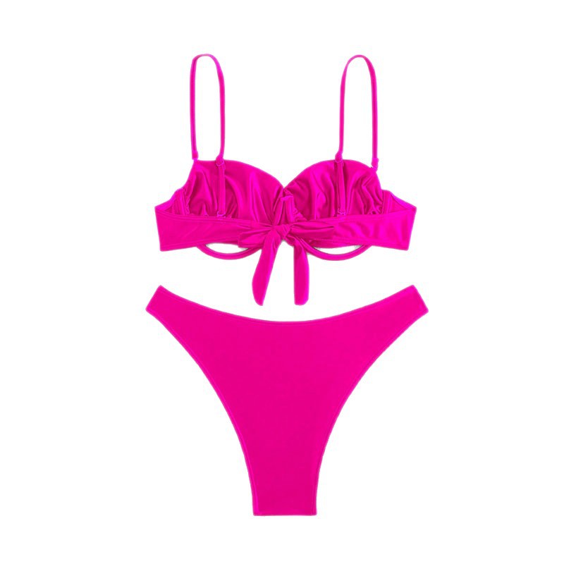 Dame bikini sæt med elegant bøjle top og høj benudskæring Skovae