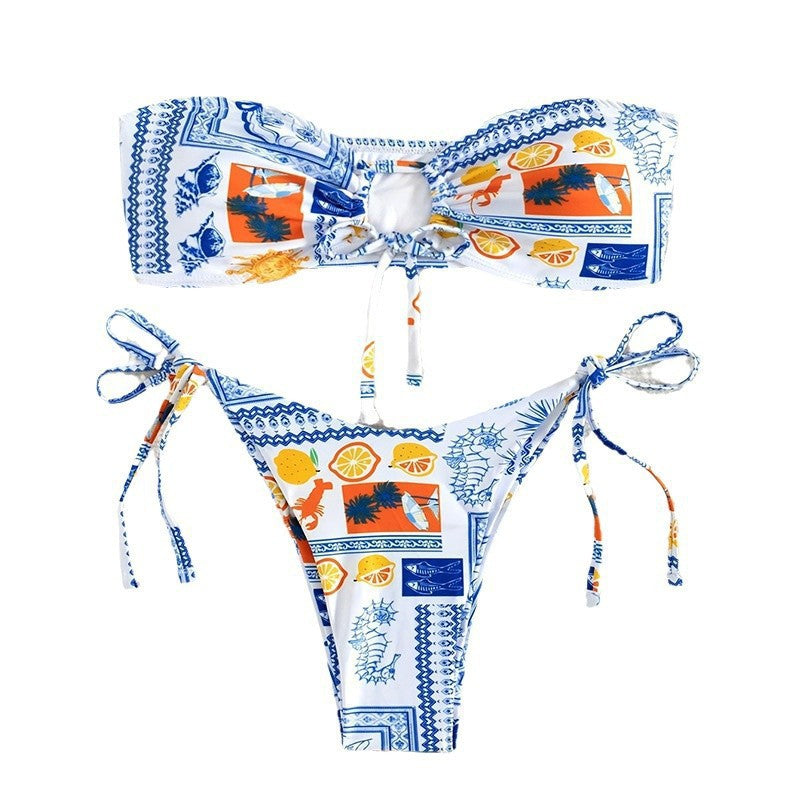 Damer Bandeau-bikini med legende mønster Skovae