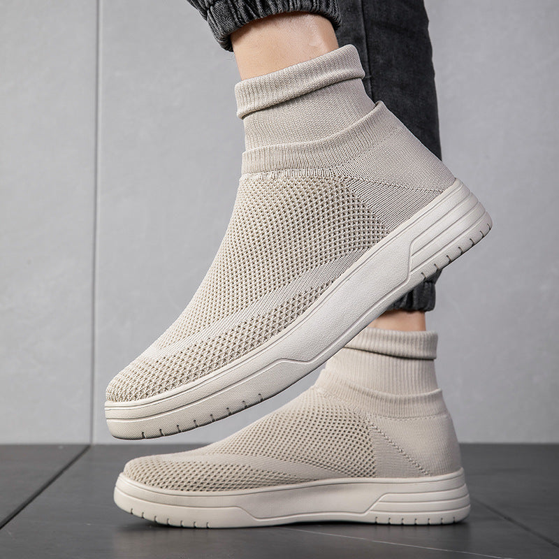 Herrer High-Top Åndbar Strik-Sneaker med Dæmpning Støtte Stilla