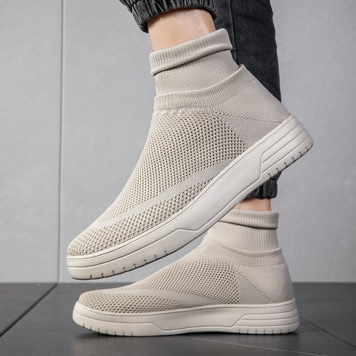 Herrer High-Top Åndbar Strik-Sneaker med Dæmpning Støtte Stilla