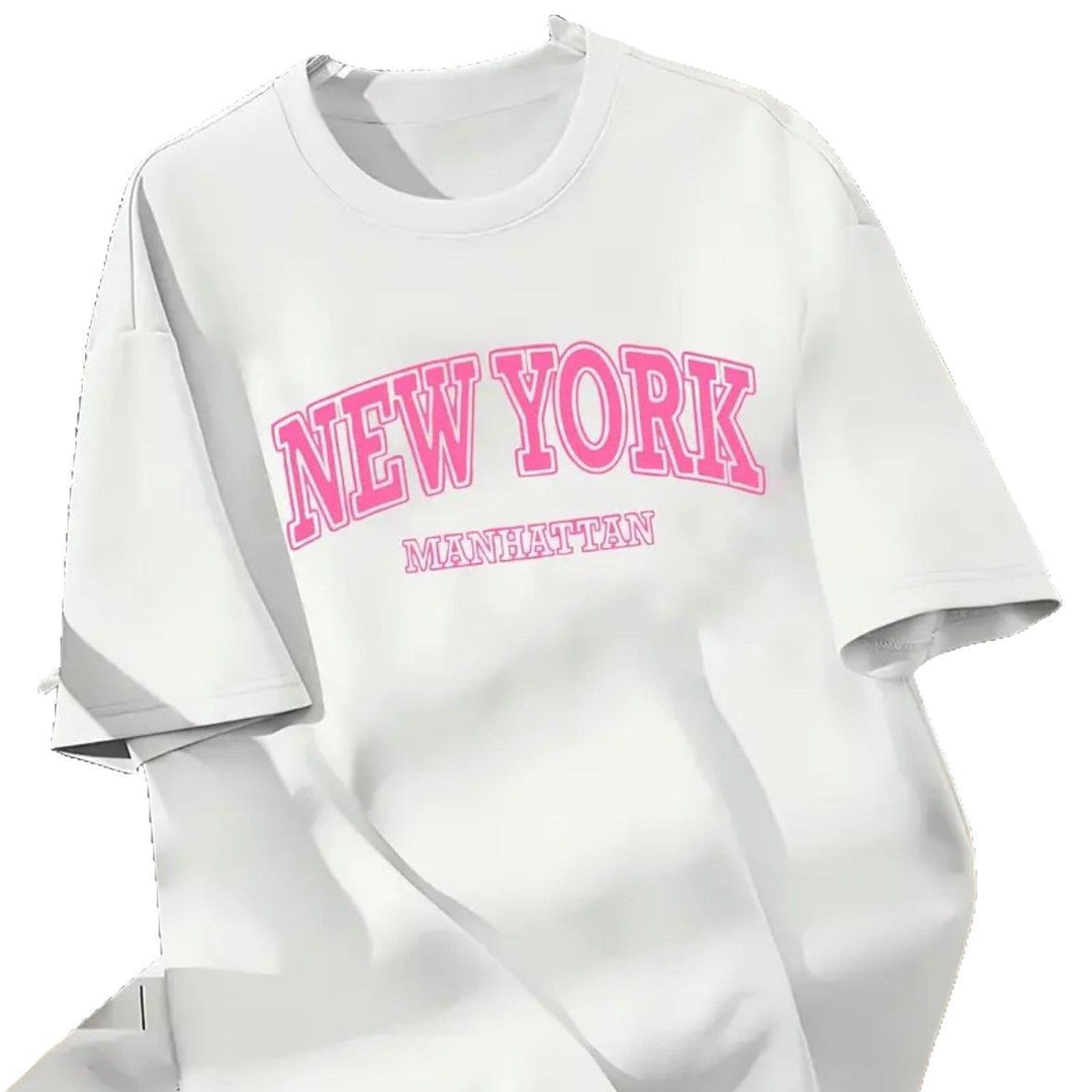 Dame T-shirt med broderet New York tryk Stilla