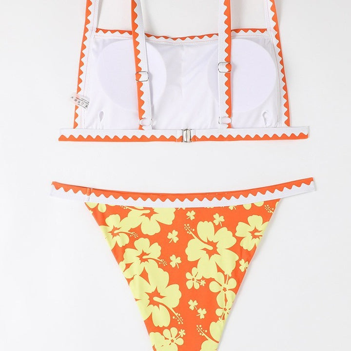 Dame bikini-sæt med blomsterdesign og trendy stropdetaljer Skovae