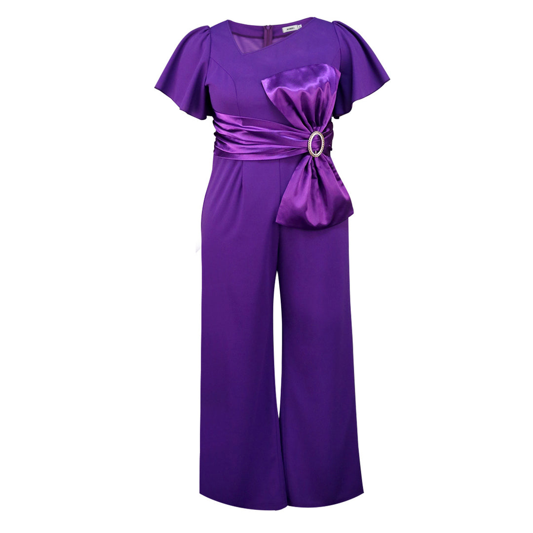 Dame Elegant jumpsuit med asymmetrisk design og elegant sløjfeapplikation Skovae