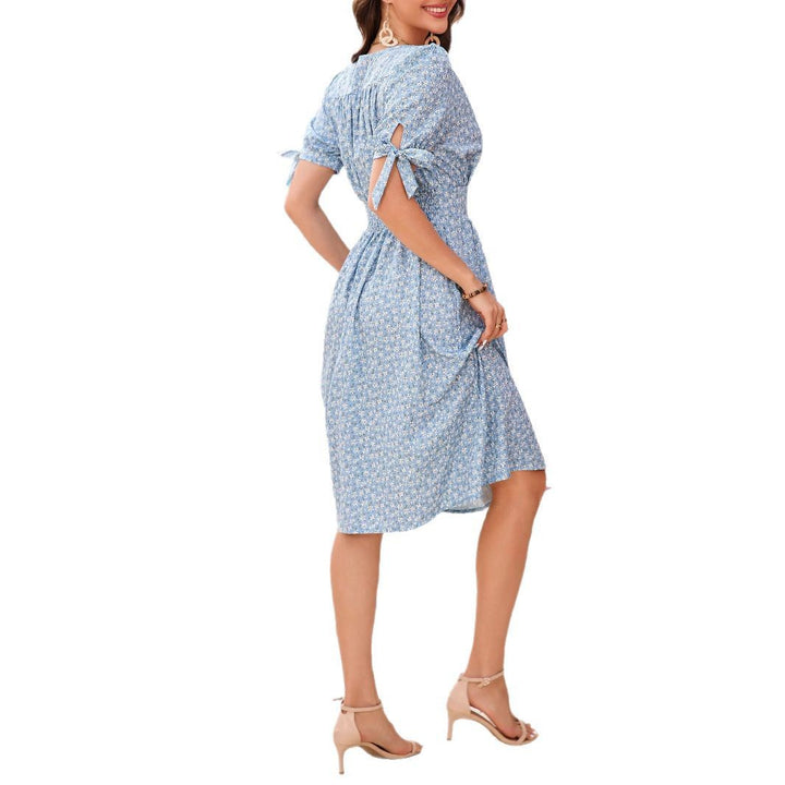 Dame Vintage Fritid Knapp-ned Kjole Stilla