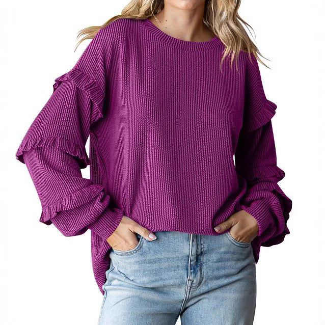Dame sweater med flæseærmer Stilla