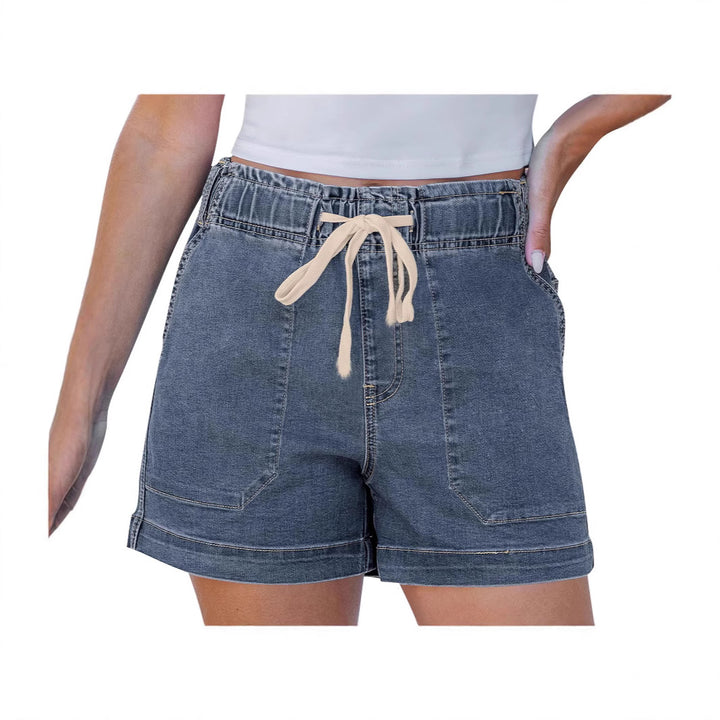 Dame behagelige Denim-shorts med elastik og praktiske lommer Skovae