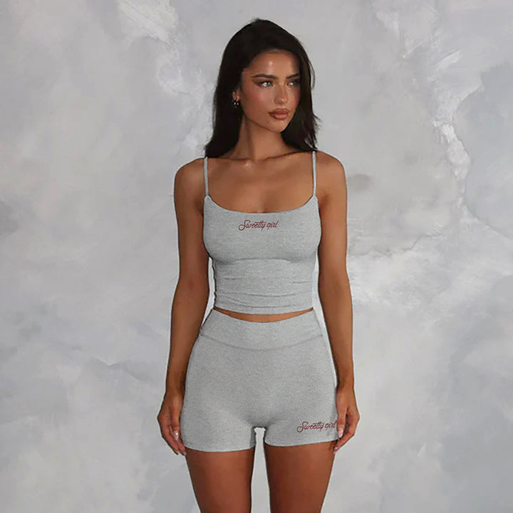 Dame natkjole-sæt med kort top og behagelige shorts Skovae