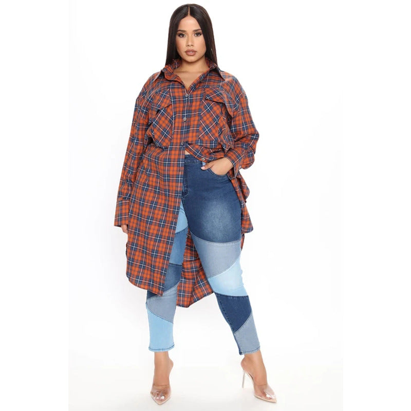 Dame Figurtilpassede Jeans med moderne Patchwork-design Stilla