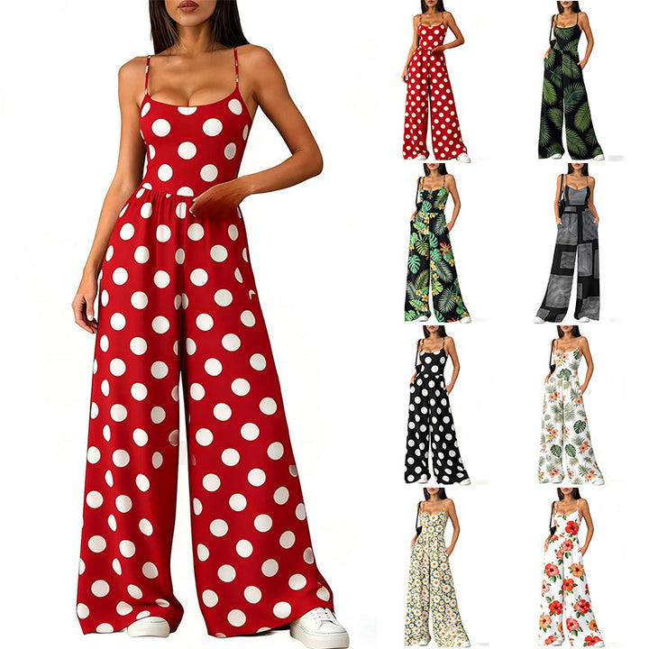 Dame Elegant jumpsuit med geometrisk print og brede ben Skovae