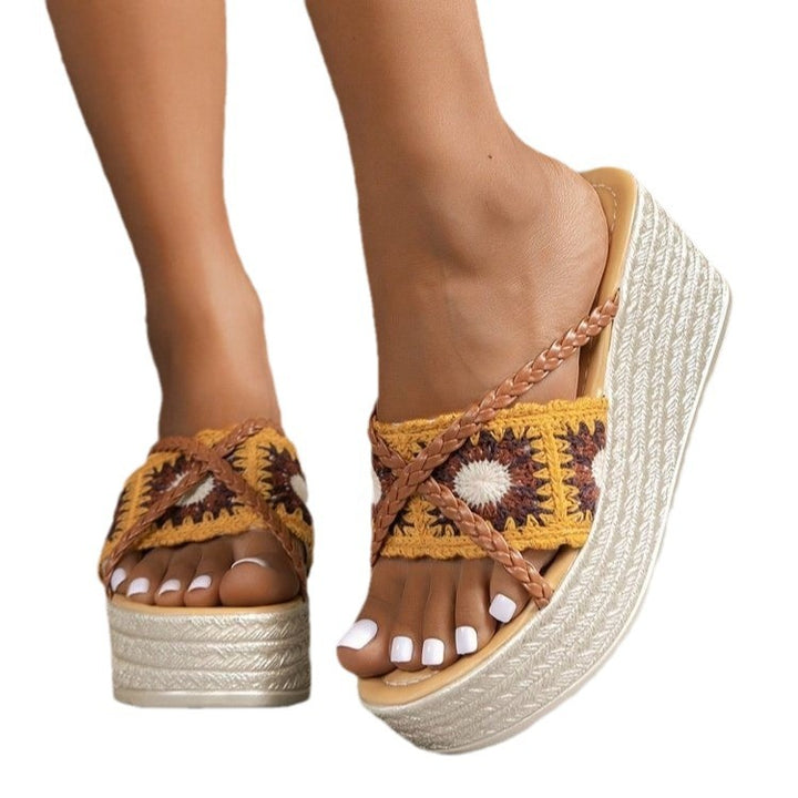 Dame Trendy kile-sandaler med flettet rem og komfortabel sål Stilla