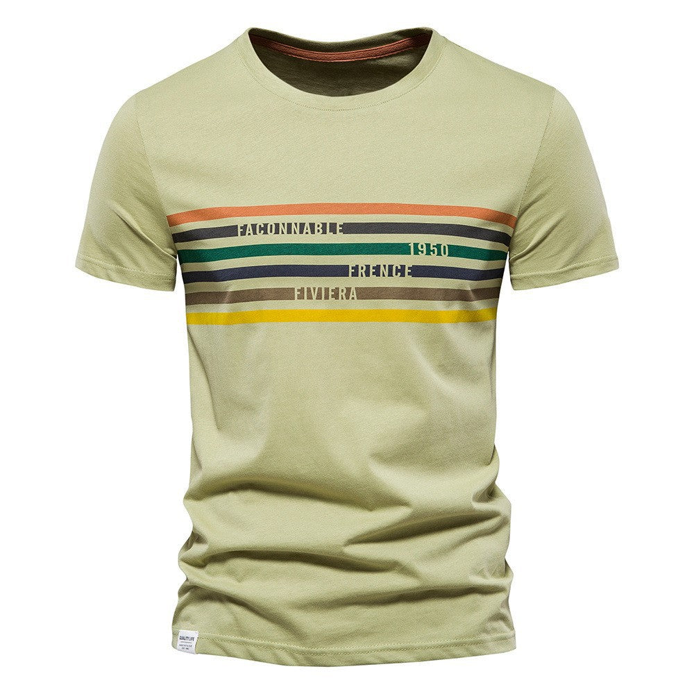Herrer T-shirt med moderne stribedesign og blødt bomuldsstof Stilla