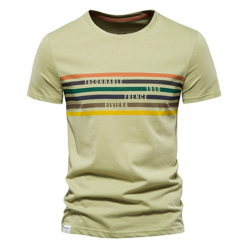 Herrer T-shirt med moderne stribedesign og blødt bomuldsstof Stilla